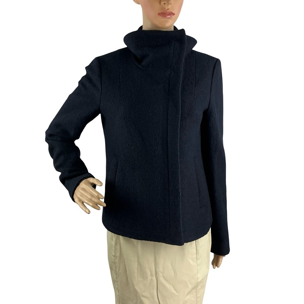 Ann Taylor Wool Blend Zip Front Jacket Black Size S